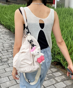 バッグ 2WAYナイロンポケットショルダークロスバッグ IVORY