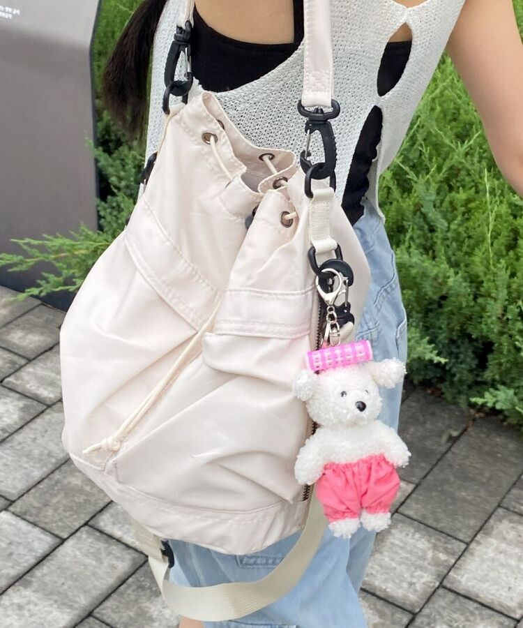 バッグ 2WAYナイロンポケットショルダークロスバッグ IVORY