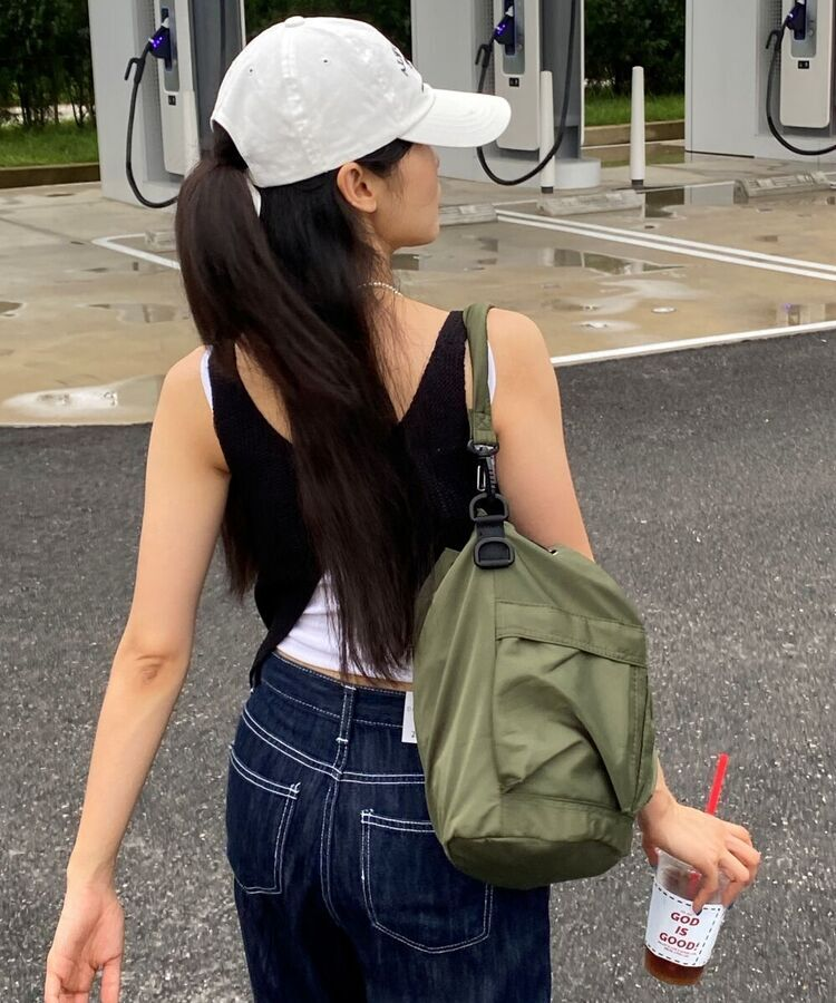 2WAYナイロンポケットショルダークロスバッグ KHAKI