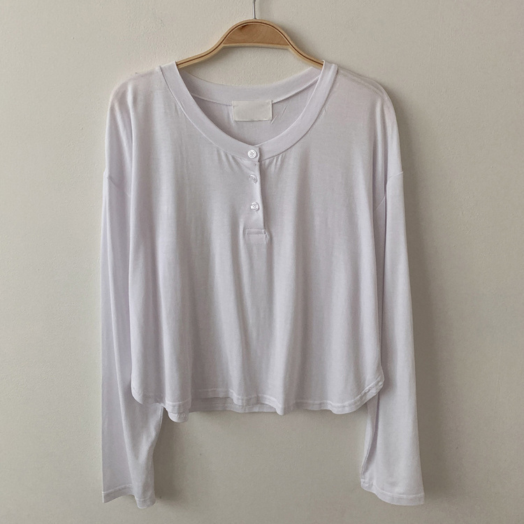 スリーボタンルーズフィット長袖Tシャツ