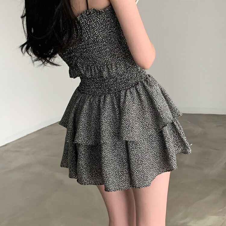 [SET購入可能]キャミソール＋ティアードスカート ブラック