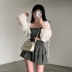 [SET購入可能]キャミソール＋ティアードスカート ブラック