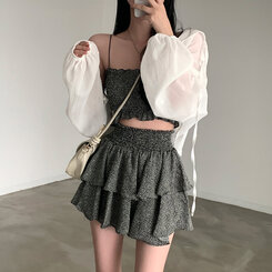 [SET購入可能]キャミソール＋ティアードスカート ブラック