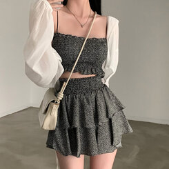 [SET購入可能]キャミソール＋ティアードスカート ブラック