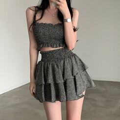 [SET購入可能]キャミソール＋ティアードスカート ブラック