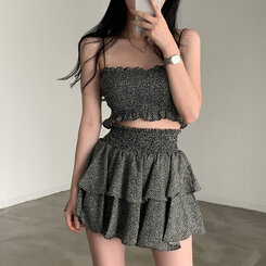 [SET購入可能]キャミソール＋ティアードスカート ブラック