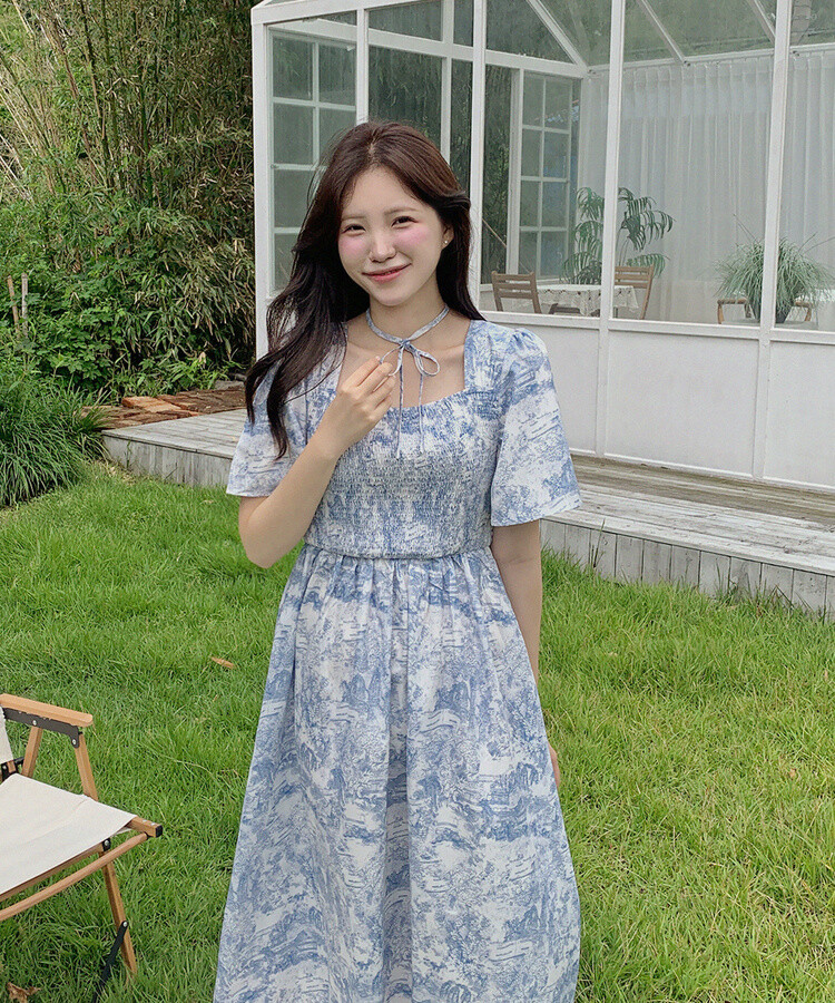 ウイングスリーブバンディングストラップロングワンピース｜ロング