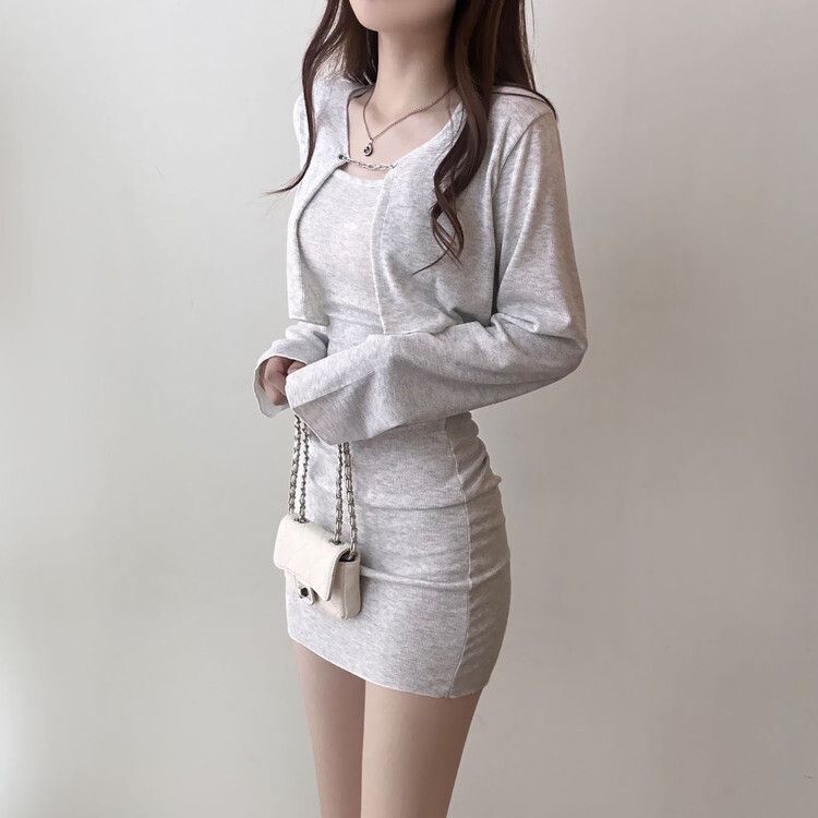 アナスイミニ❤︎ワンピース カーディガン L ケーブルカーディガン×ミニワンピースニットセットアップ[k9269z