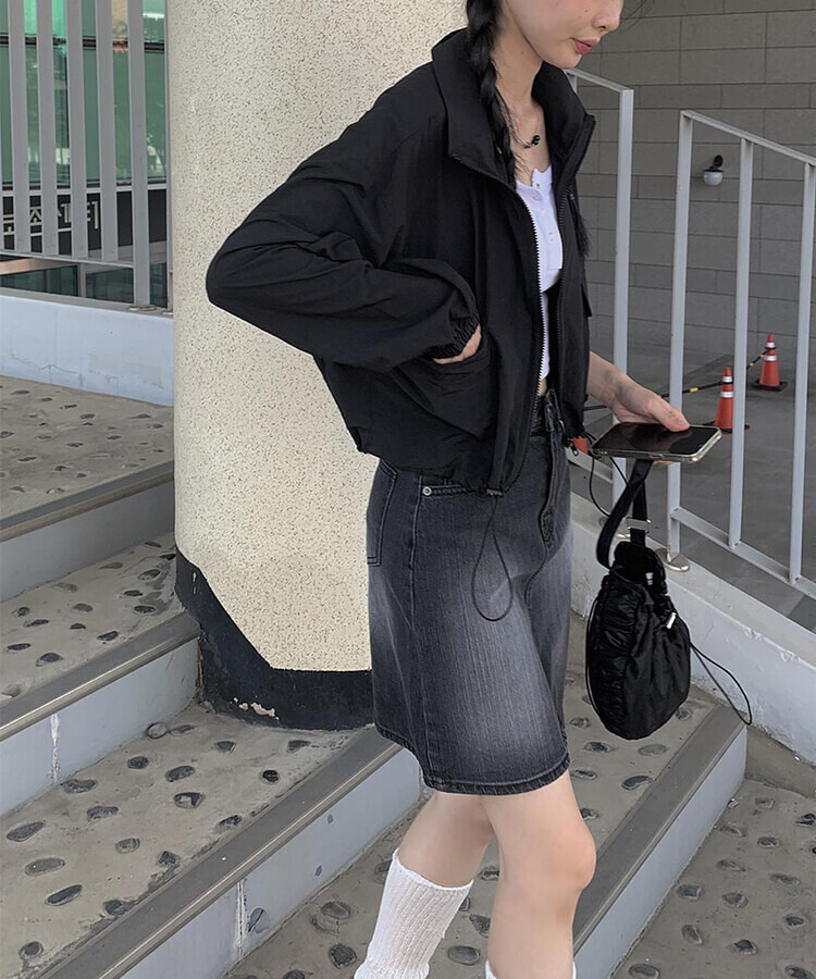 クロップバンディングウィンドブレーカー｜ジャンパー｜韓国