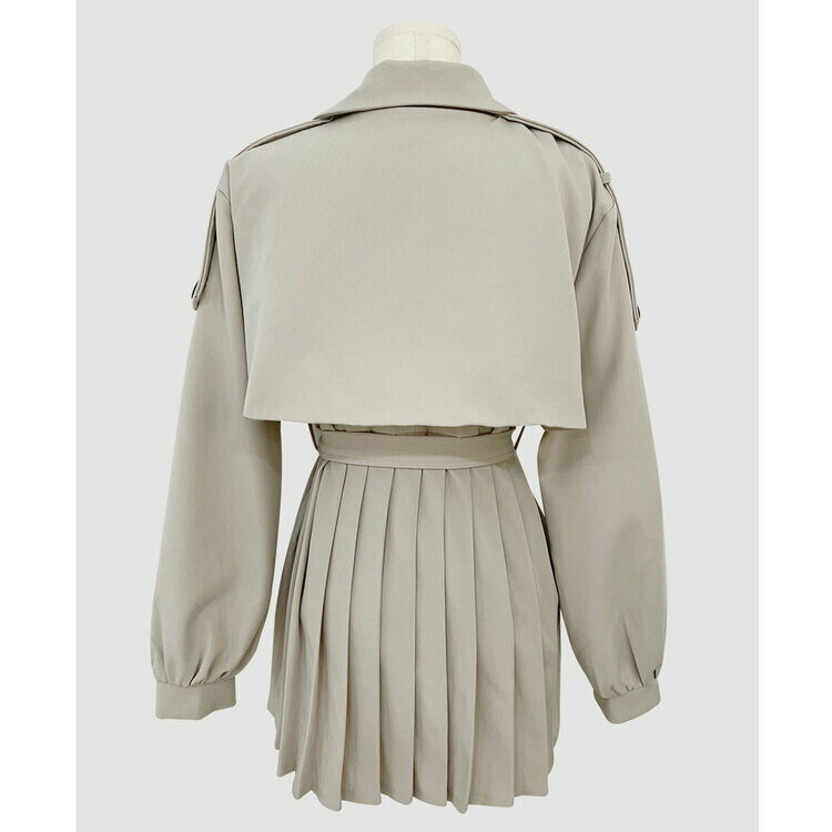 プリーツトレンチコート風ミニワンピース