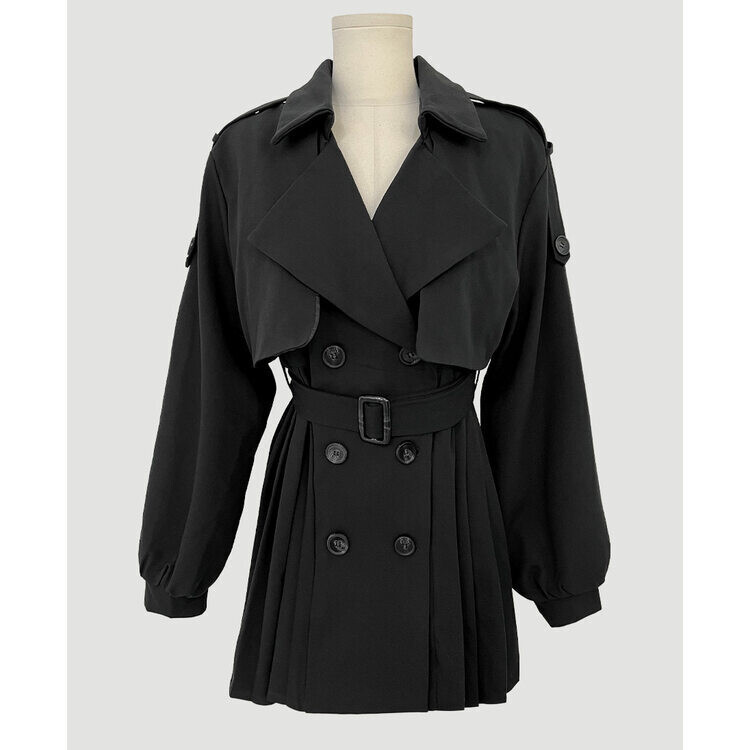 プリーツトレンチコート風ミニワンピース