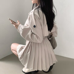 プリーツトレンチコート風ミニワンピース BEIGE
