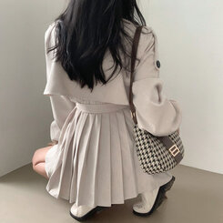 プリーツトレンチコート風ミニワンピース BEIGE