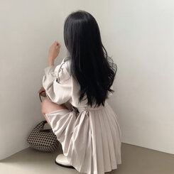 プリーツトレンチコート風ミニワンピース BEIGE