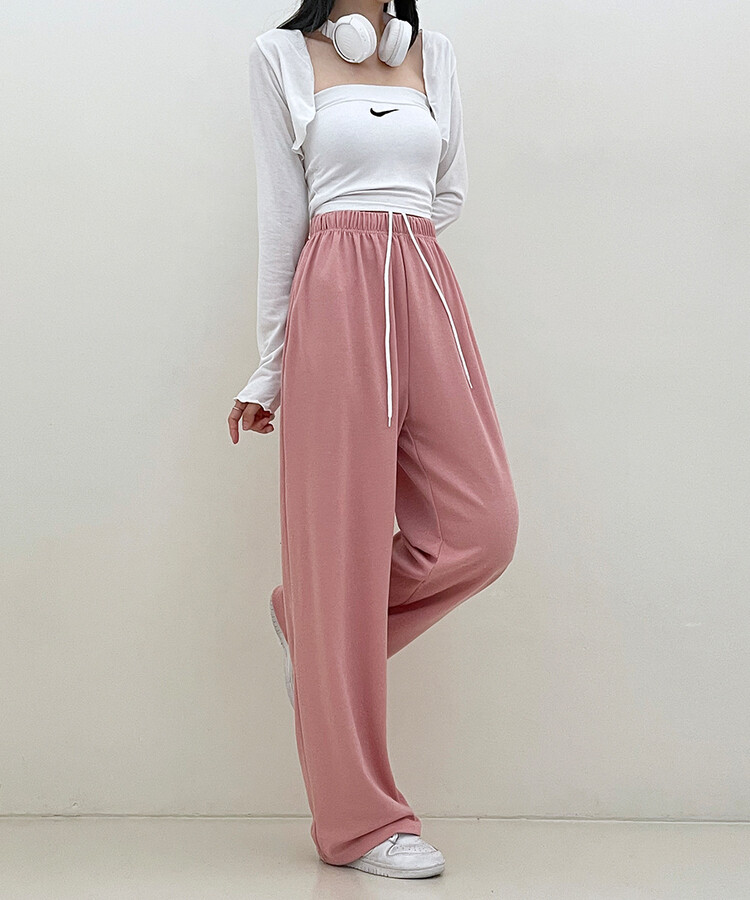 하입보이밴딩와이드롱팬츠4계절팬츠 연핑크