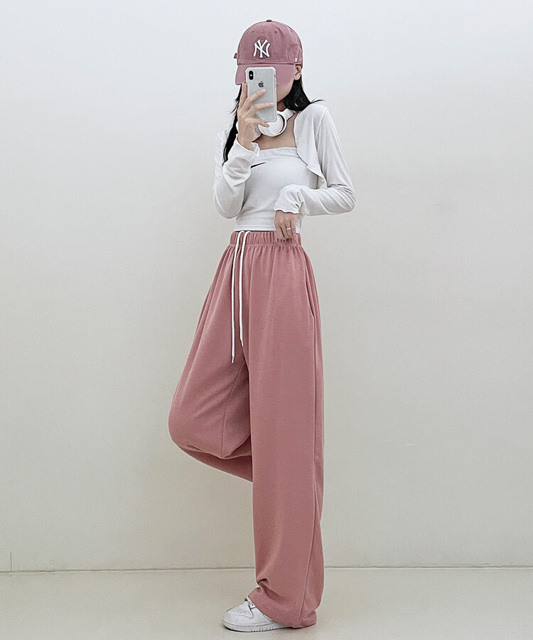 하입보이밴딩와이드롱팬츠4계절팬츠 연핑크