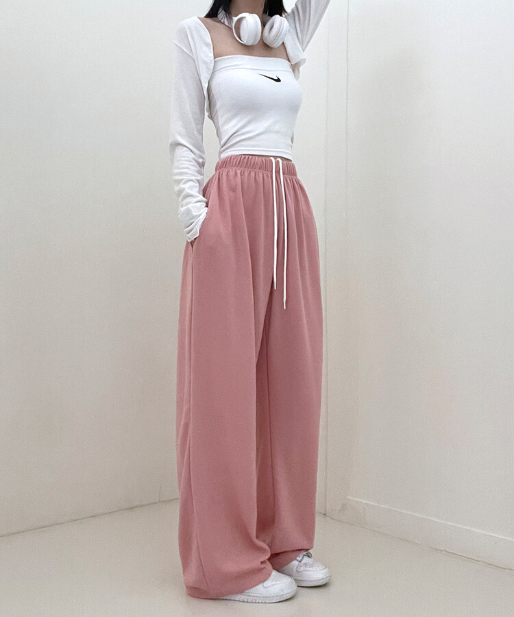 하입보이밴딩와이드롱팬츠4계절팬츠 핑크