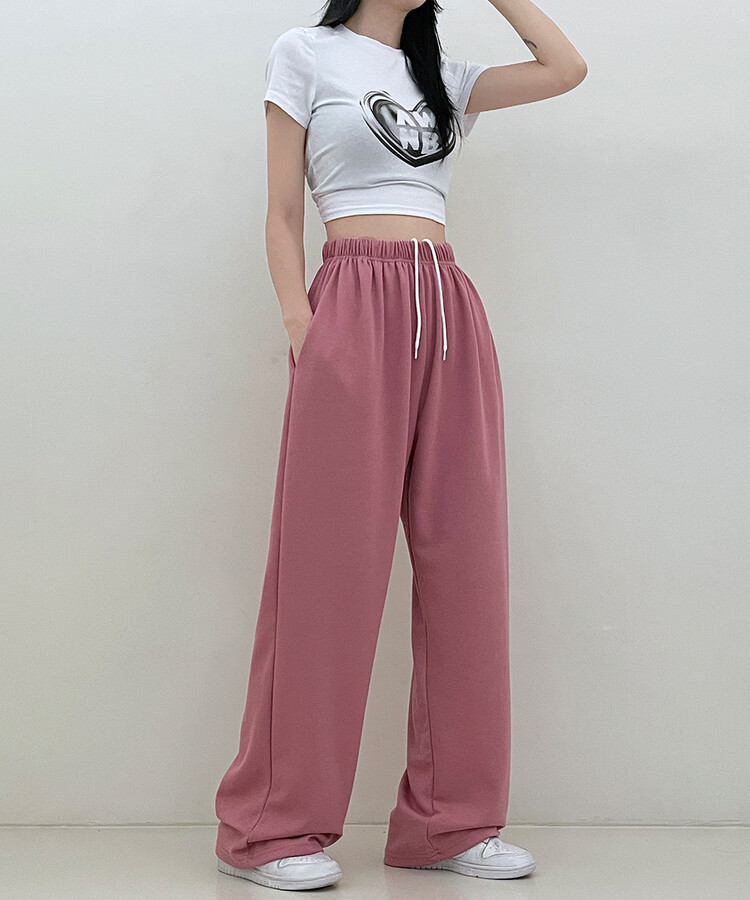 하입보이밴딩와이드롱팬츠4계절팬츠 핑크