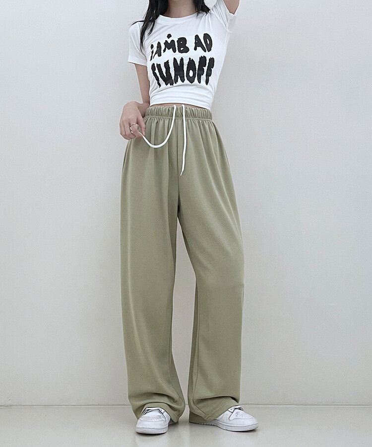 하입보이밴딩와이드롱팬츠4계절팬츠 연두