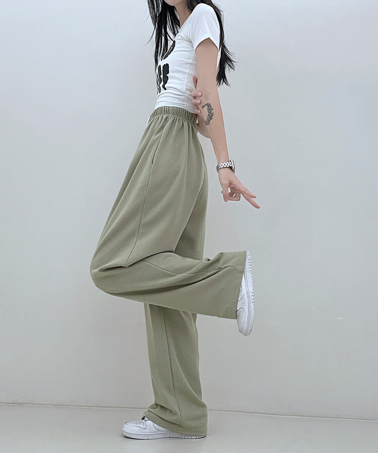 하입보이밴딩와이드롱팬츠4계절팬츠 연두