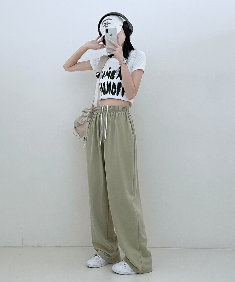 하입보이밴딩와이드롱팬츠4계절팬츠 연두