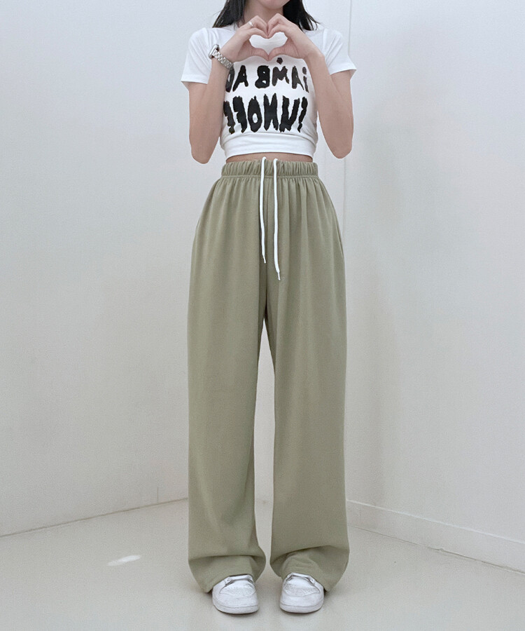 하입보이밴딩와이드롱팬츠4계절팬츠 연두