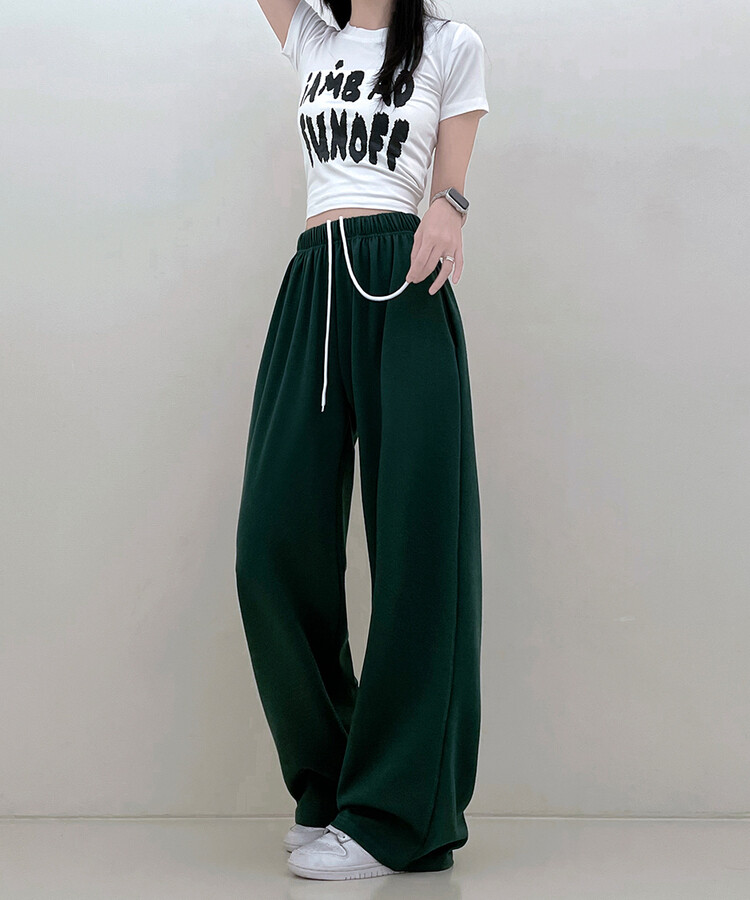 하입보이밴딩와이드롱팬츠4계절팬츠 딥그린