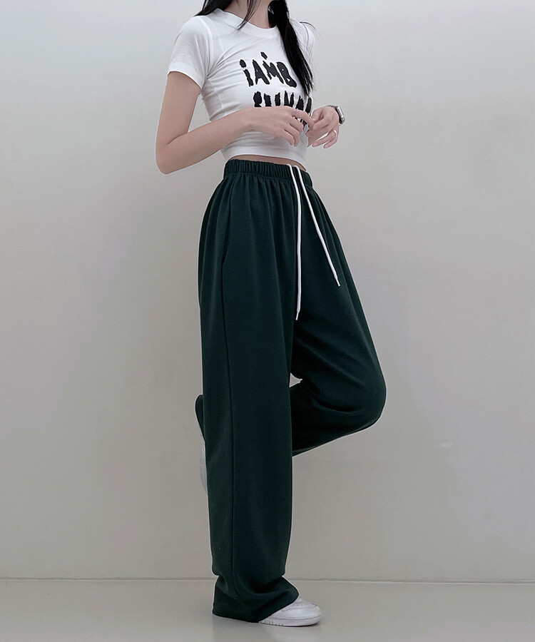 하입보이밴딩와이드롱팬츠4계절팬츠 딥그린