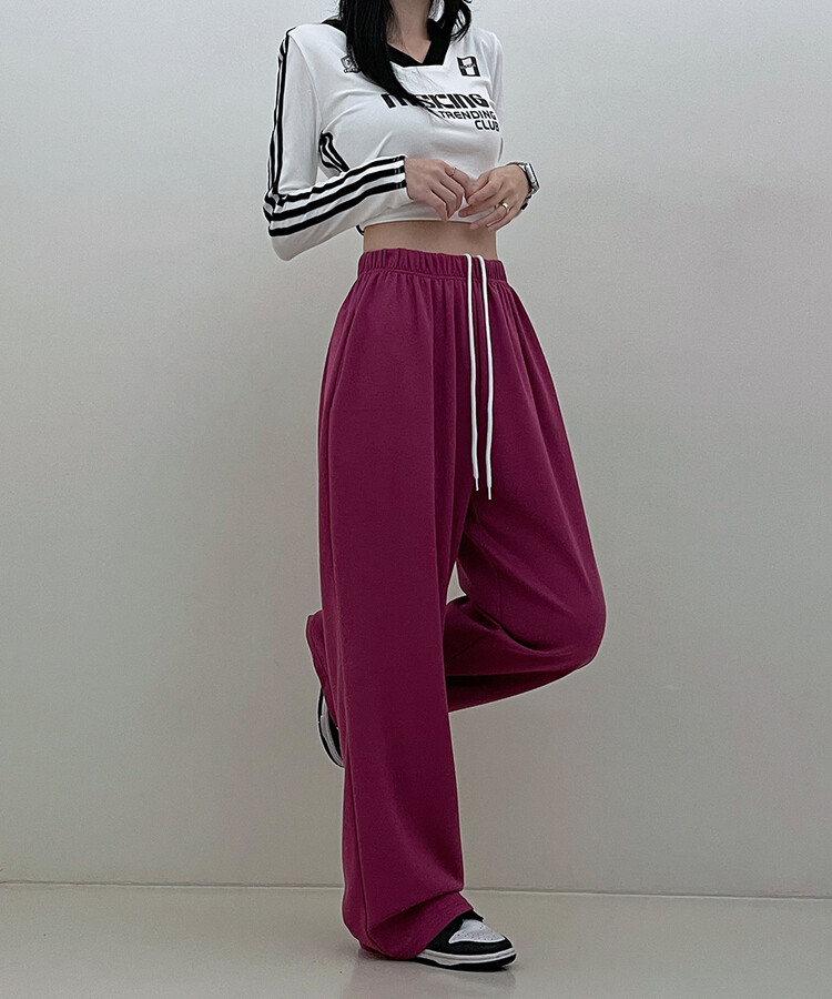 하입보이밴딩와이드롱팬츠4계절팬츠 버건디