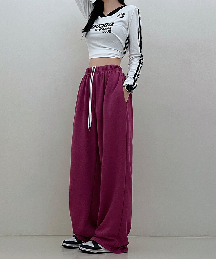 하입보이밴딩와이드롱팬츠4계절팬츠 버건디