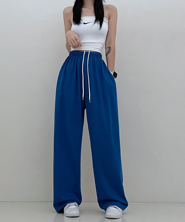 하입보이밴딩와이드롱팬츠4계절팬츠 코발트블루