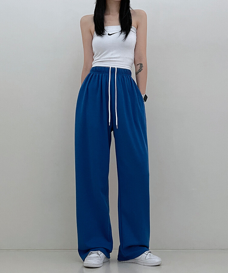 하입보이밴딩와이드롱팬츠4계절팬츠 코발트블루