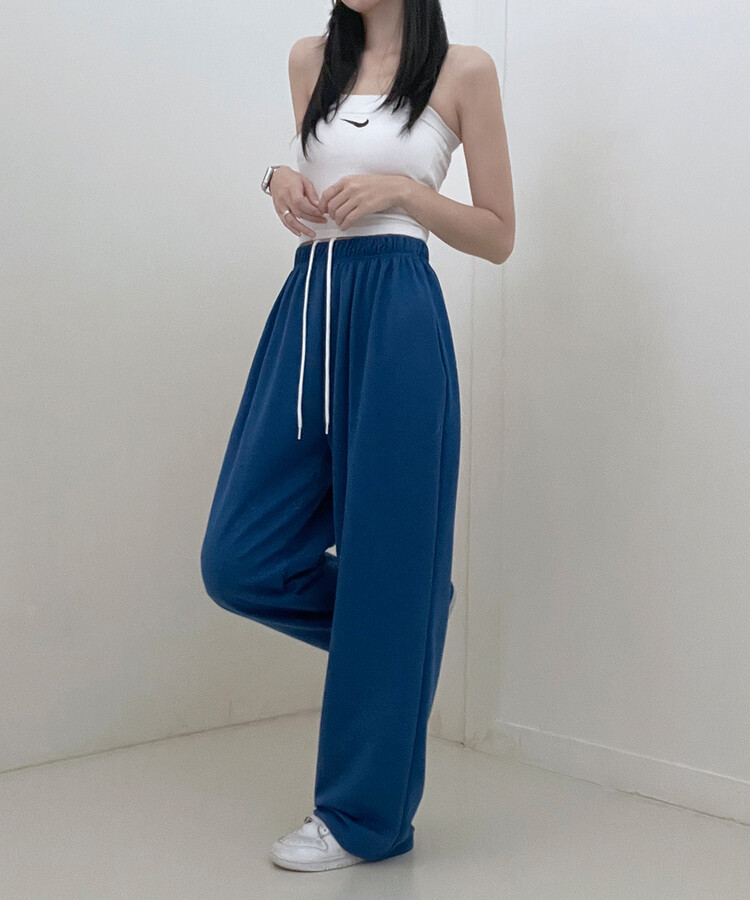 하입보이밴딩와이드롱팬츠4계절팬츠 코발트블루