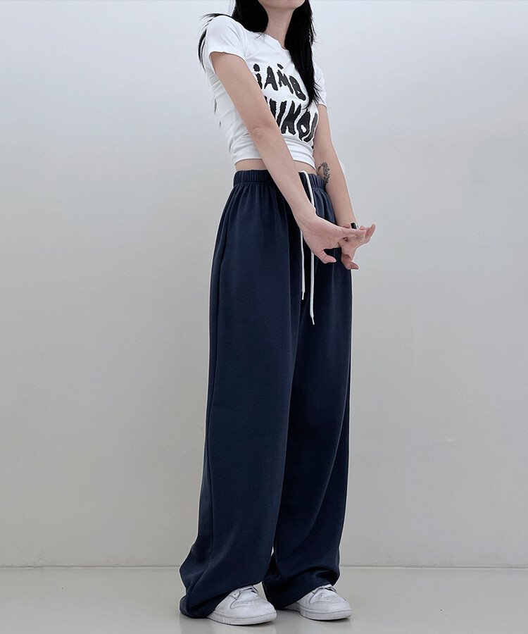 하입보이밴딩와이드롱팬츠4계절팬츠 네이비