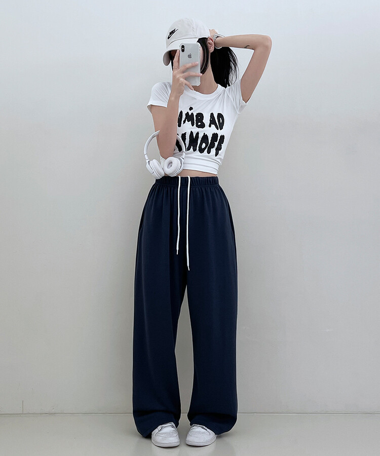 하입보이밴딩와이드롱팬츠4계절팬츠 네이비