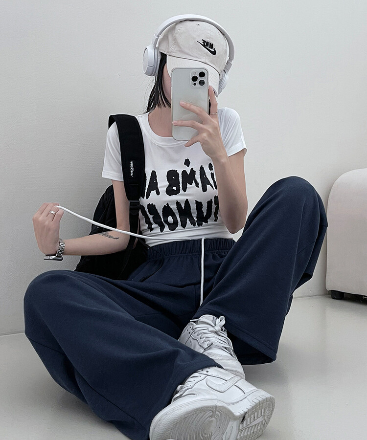 하입보이밴딩와이드롱팬츠4계절팬츠 네이비