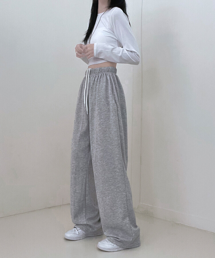 하입보이밴딩와이드롱팬츠4계절팬츠 그레이