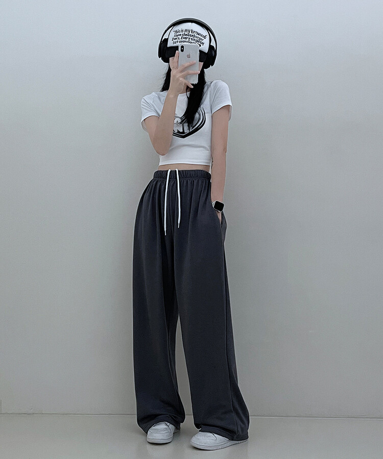 하입보이밴딩와이드롱팬츠4계절팬츠 차콜