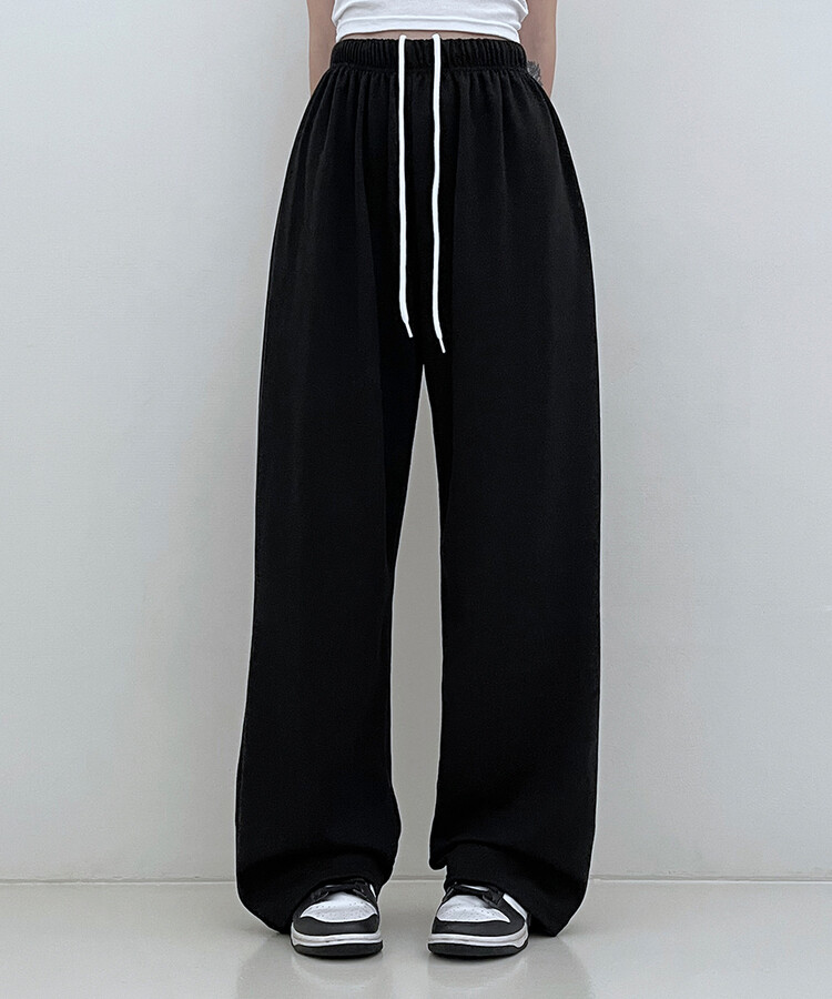 하입보이밴딩와이드롱팬츠4계절팬츠 블랙