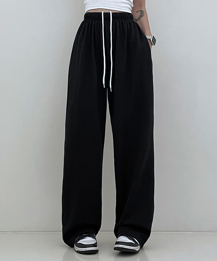 하입보이밴딩와이드롱팬츠4계절팬츠 블랙