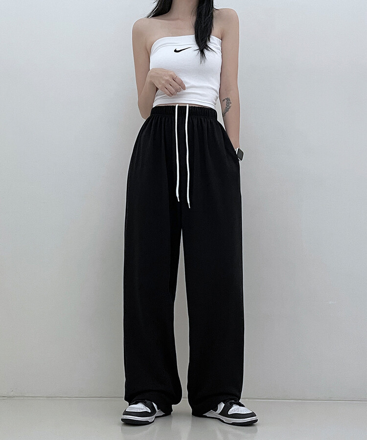 하입보이밴딩와이드롱팬츠4계절팬츠 블랙