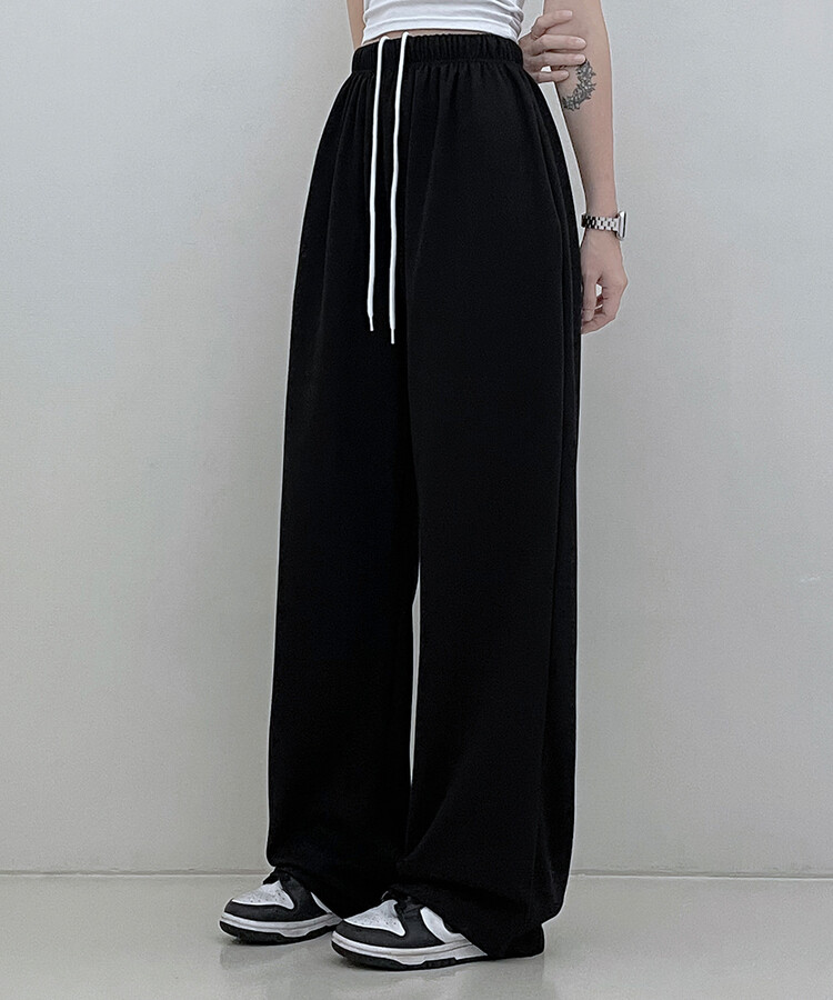 하입보이밴딩와이드롱팬츠4계절팬츠 블랙