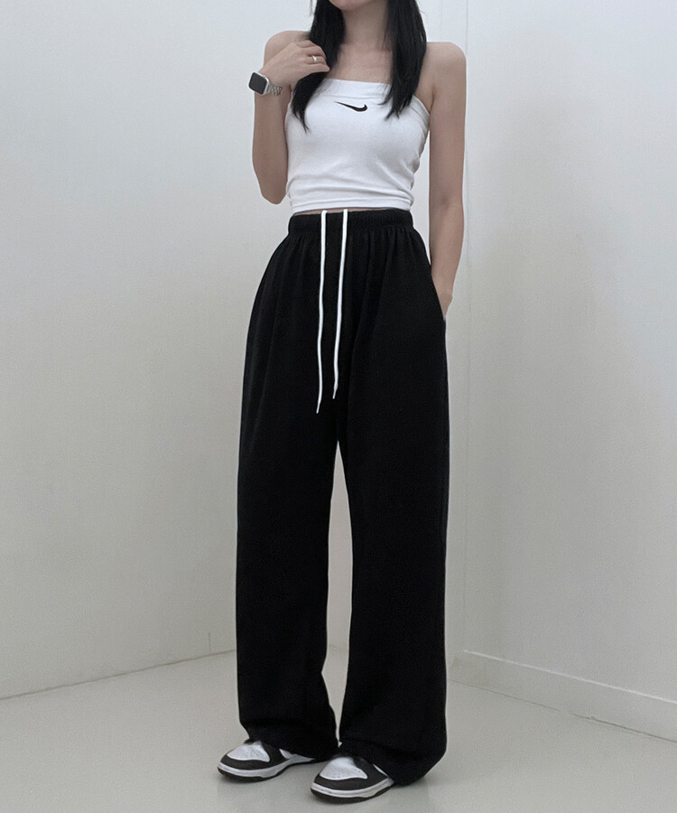 하입보이밴딩와이드롱팬츠4계절팬츠 블랙