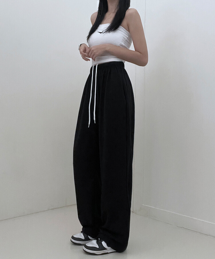 하입보이밴딩와이드롱팬츠4계절팬츠 블랙