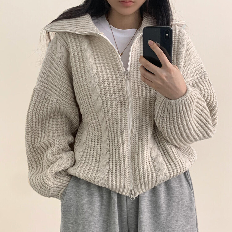 オーバーフィットケーブルニット5色｜ジャンパー｜韓国ファッション