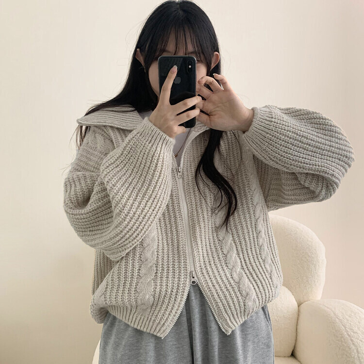 オーバーフィットケーブルニット5色｜ジャンパー｜韓国ファッション