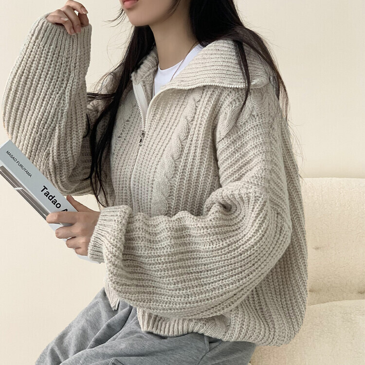 オーバーフィットケーブルニット5色｜ジャンパー｜韓国ファッション