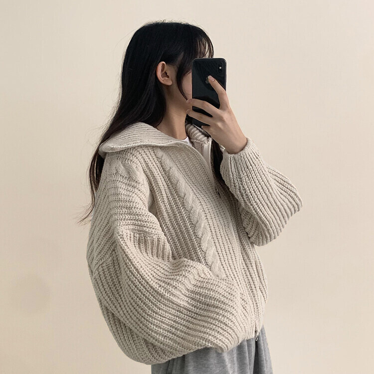 オーバーフィットケーブルニット5色｜ジャンパー｜韓国ファッション