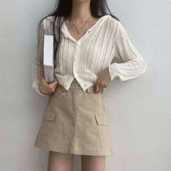 セーラーカラーシースルーボタンカーディガン｜カーディガン