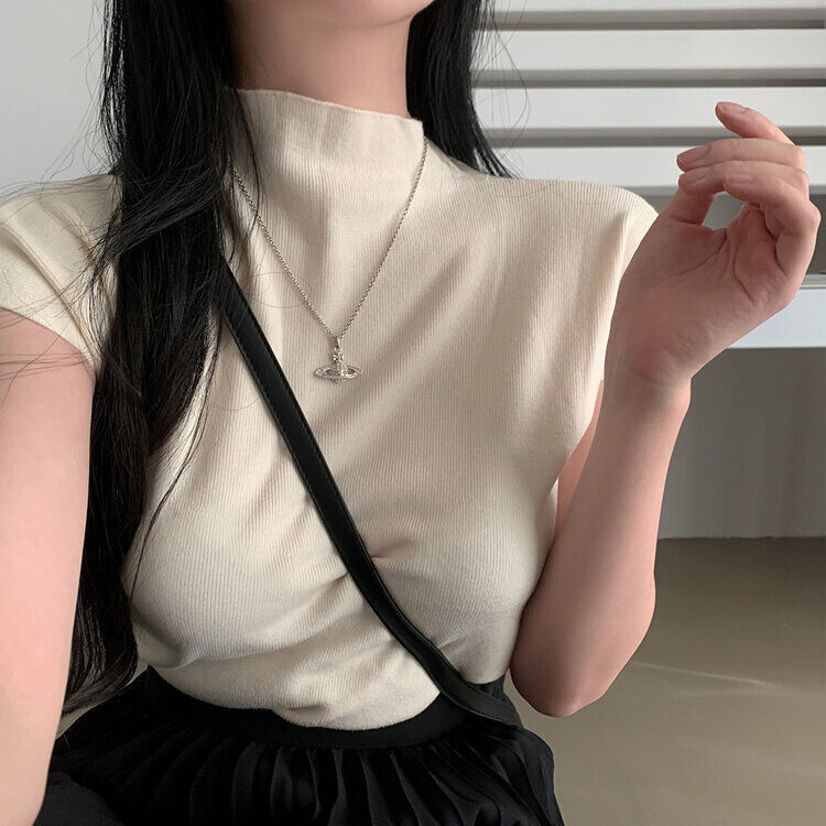 ニット ハーフネックパフ半袖ニット IVORY